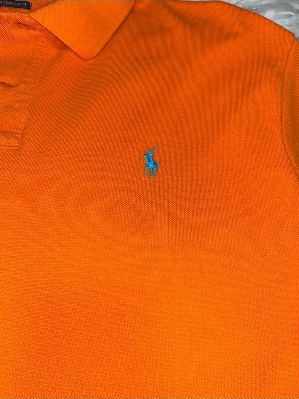 Ralph Lauren Men’s Bright Orange Polo with Blue Pony